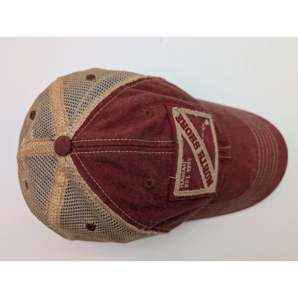 Legacy North Shore Hawaii Est 1959 Maroon Tan Trucker Hat Snapback Mesh Cap